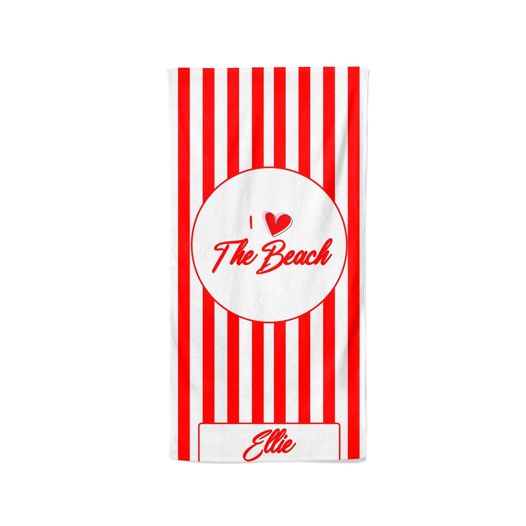 I Heart The Beach Red Striped - Beach Towel Cushioned Lap Trays by Yoosh