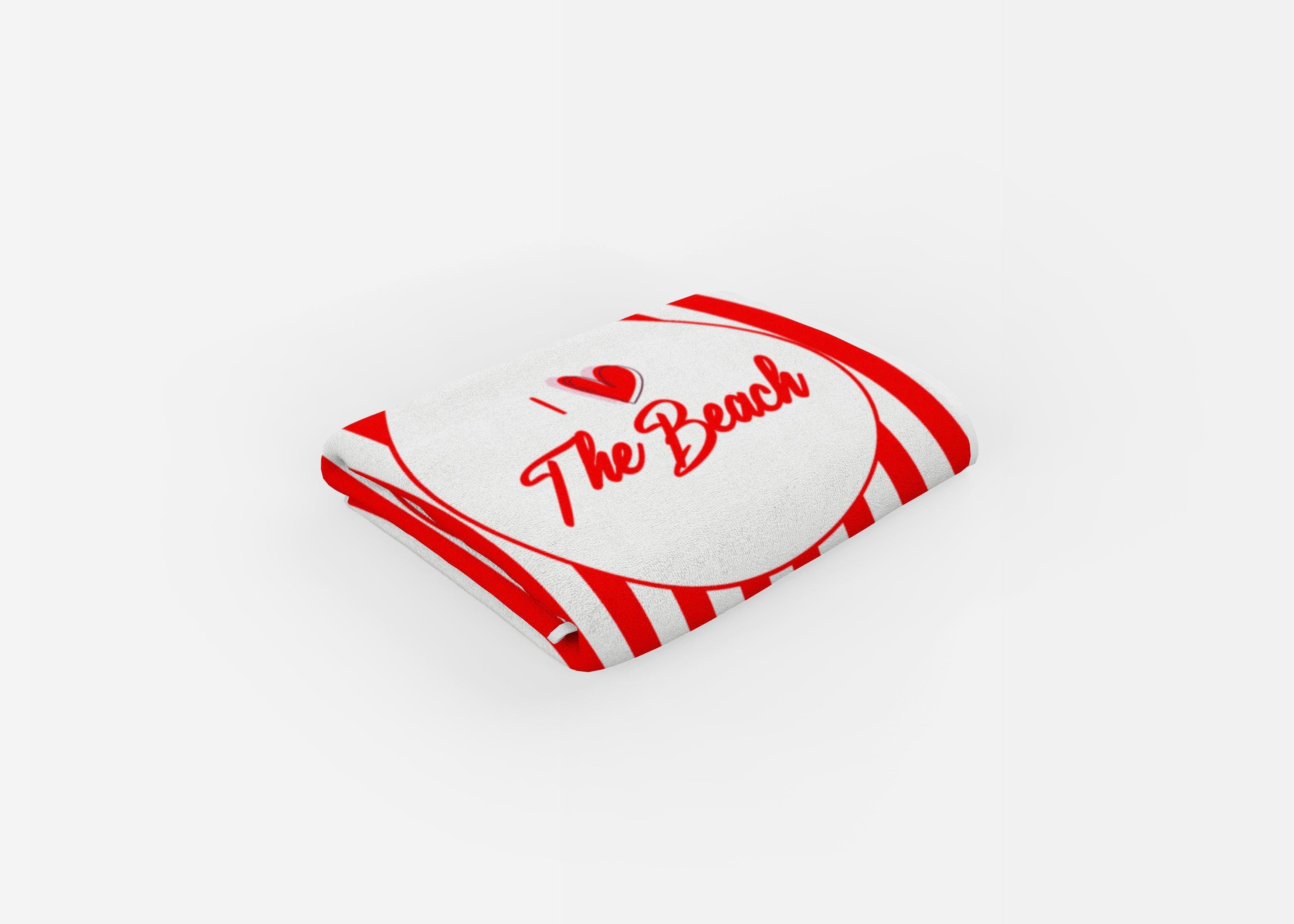 I Heart The Beach Red Striped - Beach Towel Cushioned Lap Trays by Yoosh