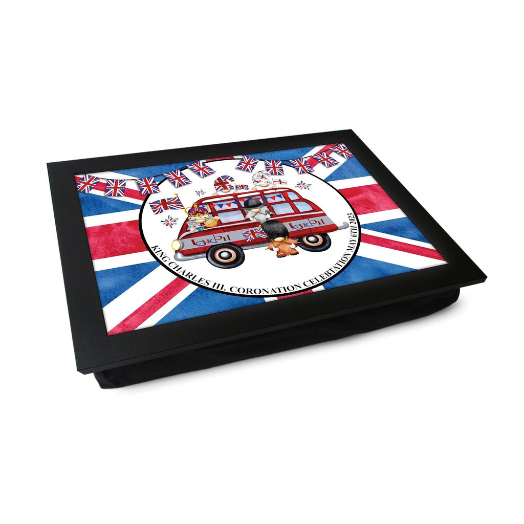 King Charles III Coronation 6/5/23 Gonks On A Bus Lap Tray - L6523 d - Cushioned Lap Trays by Yoosh