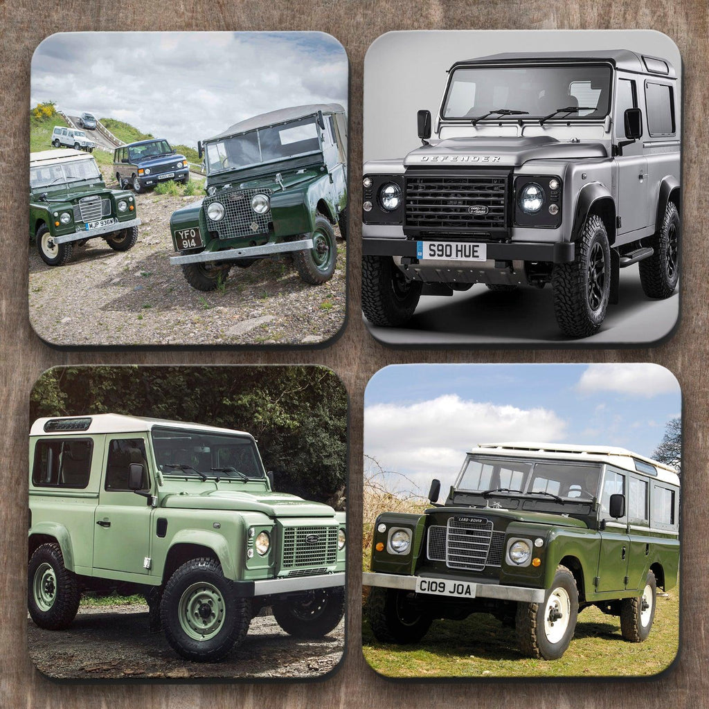 Land Rovers 'Old' x 4 Coasters C0013 Cushioned Lap Trays by Yoosh