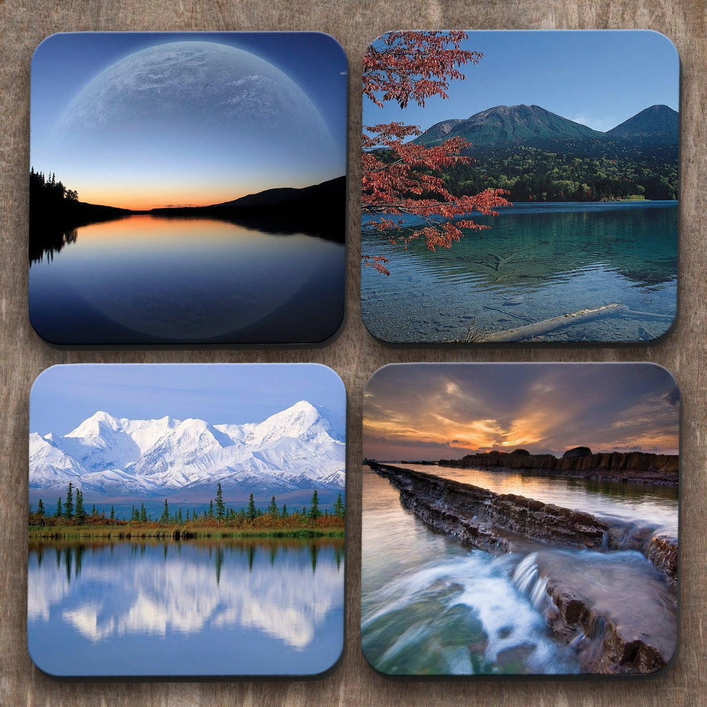 Landscapes And Water  x 4 Coasters C0023 Cushioned Lap Trays by Yoosh