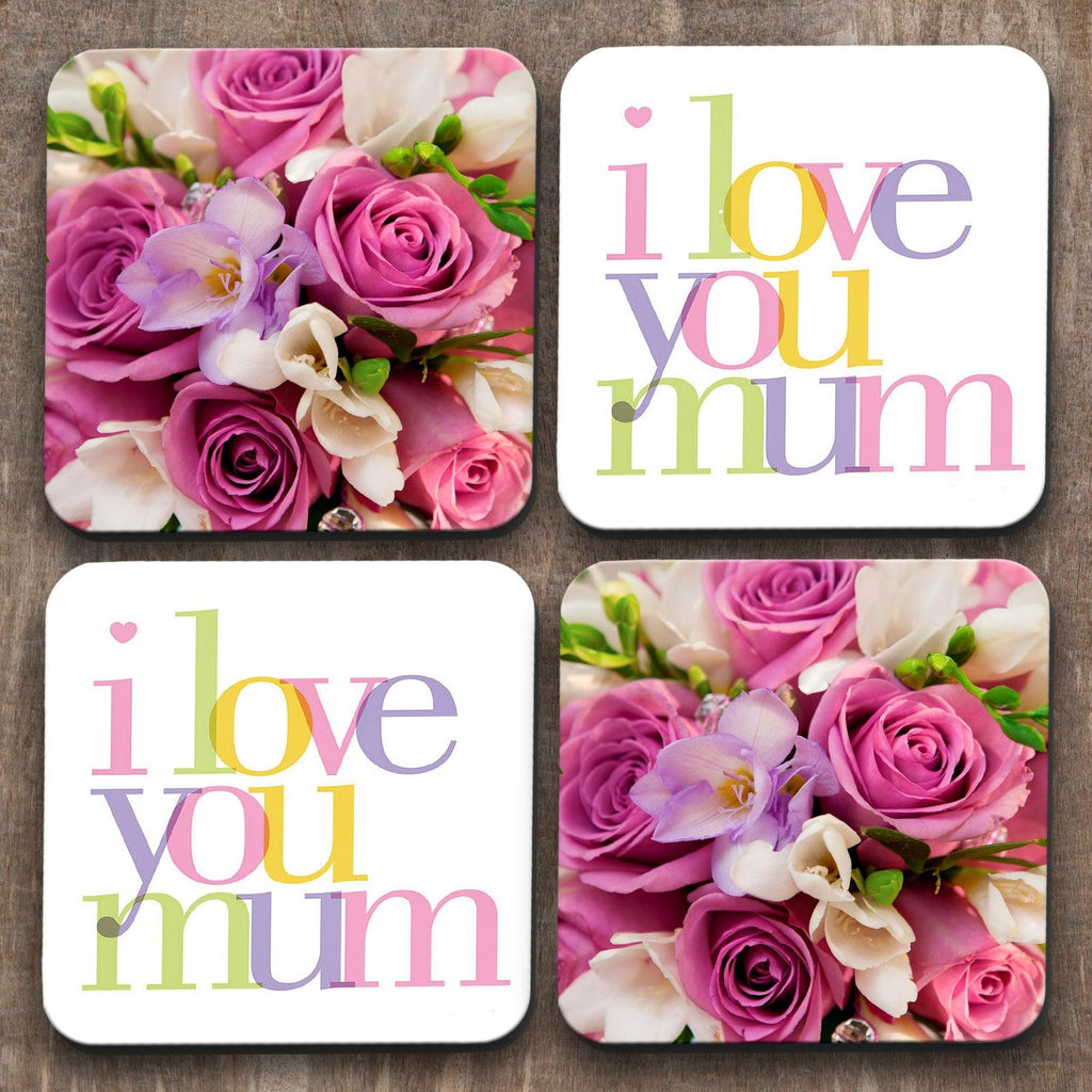 Love Mum x 4 Coasters C0017 Cushioned Lap Trays by Yoosh