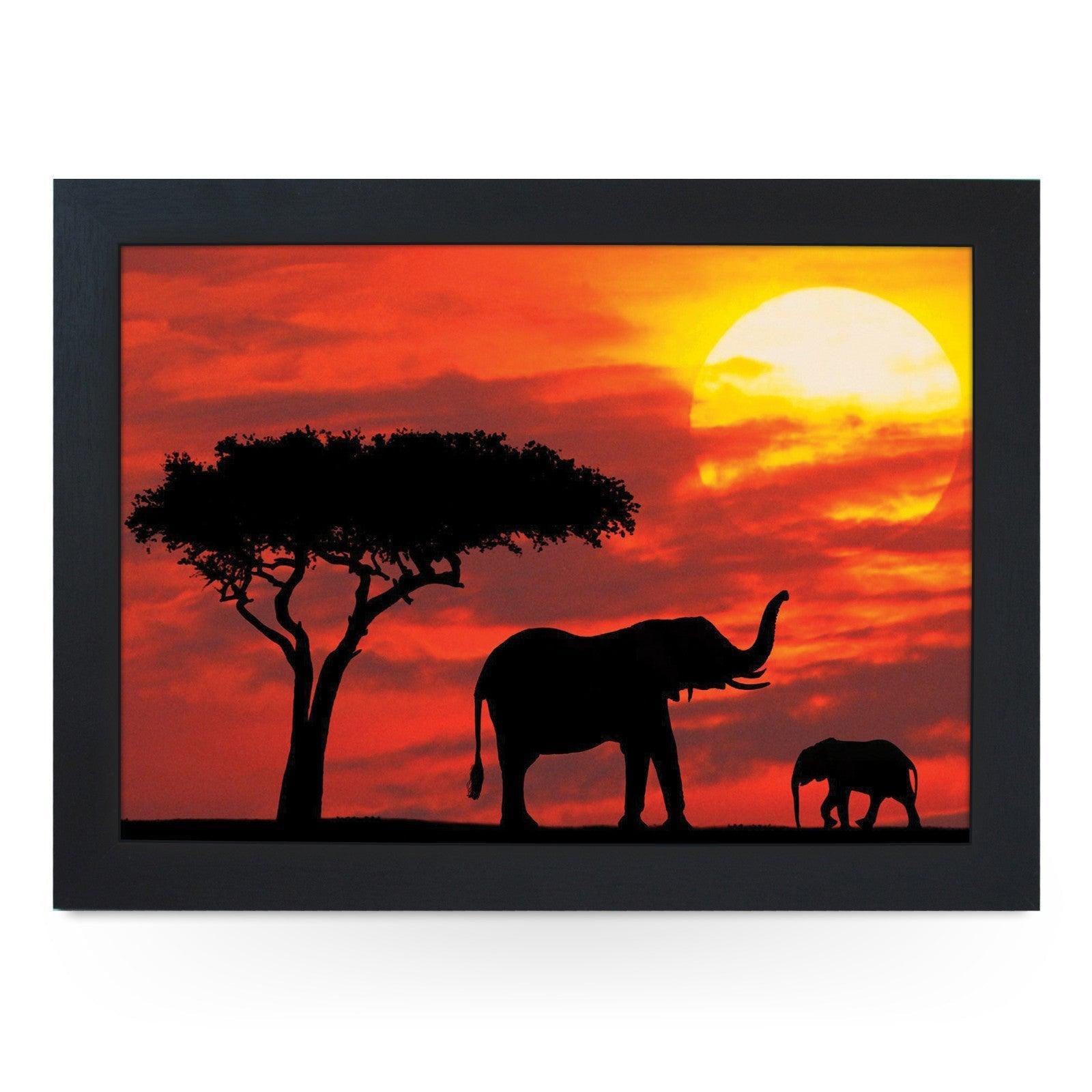 African Sunset Elephant Silhouette Lap Tray - L0357 Personalised Lap Trays
