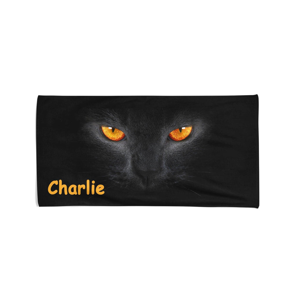 Orange Eyed Black Cat - Beach Towel Cushioned Lap Trays by Yoosh