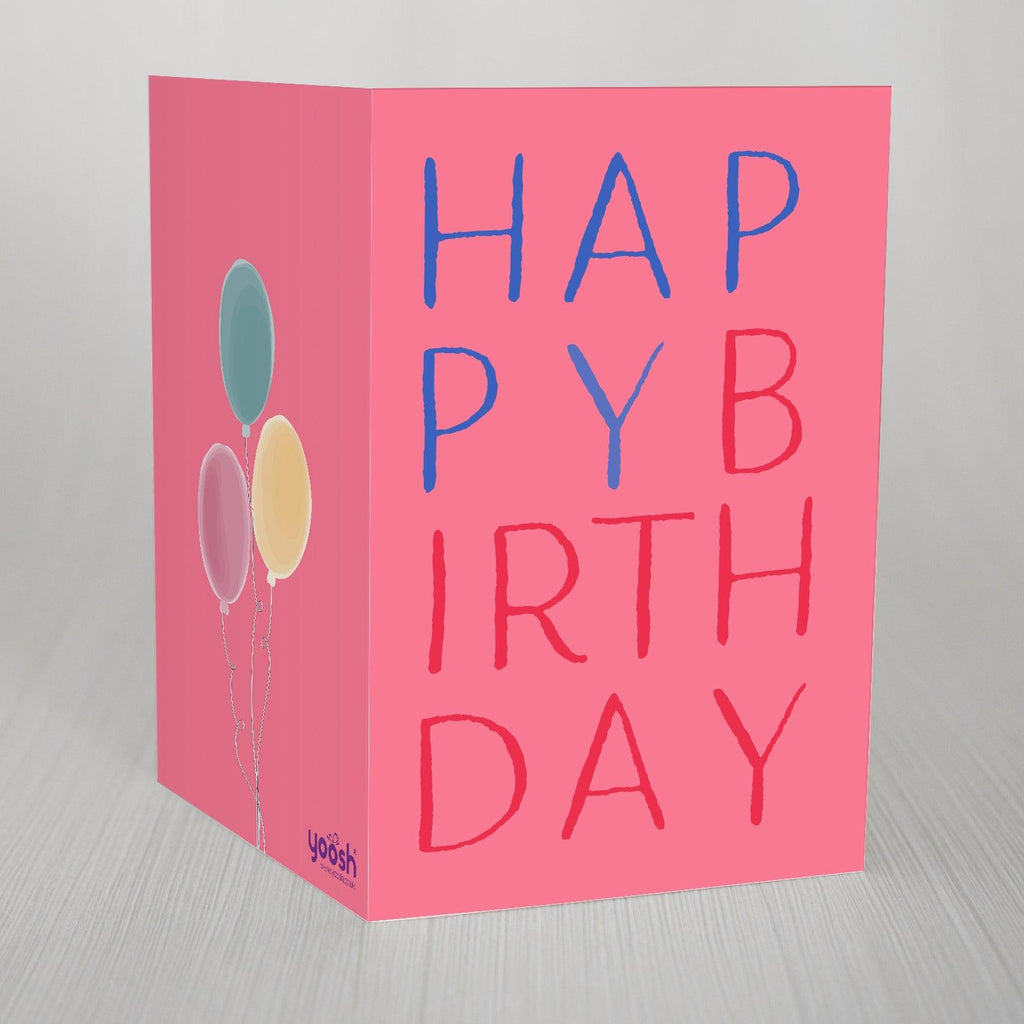 Pink Happy Birthday Personalised Greetings Card Yoosh