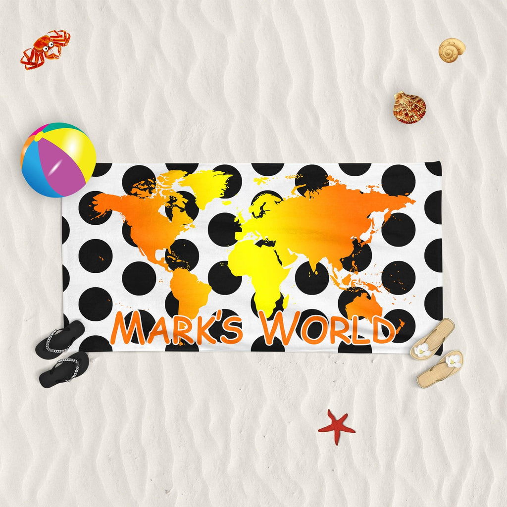 Polka Dot World Map - Beach Towel Cushioned Lap Trays by Yoosh