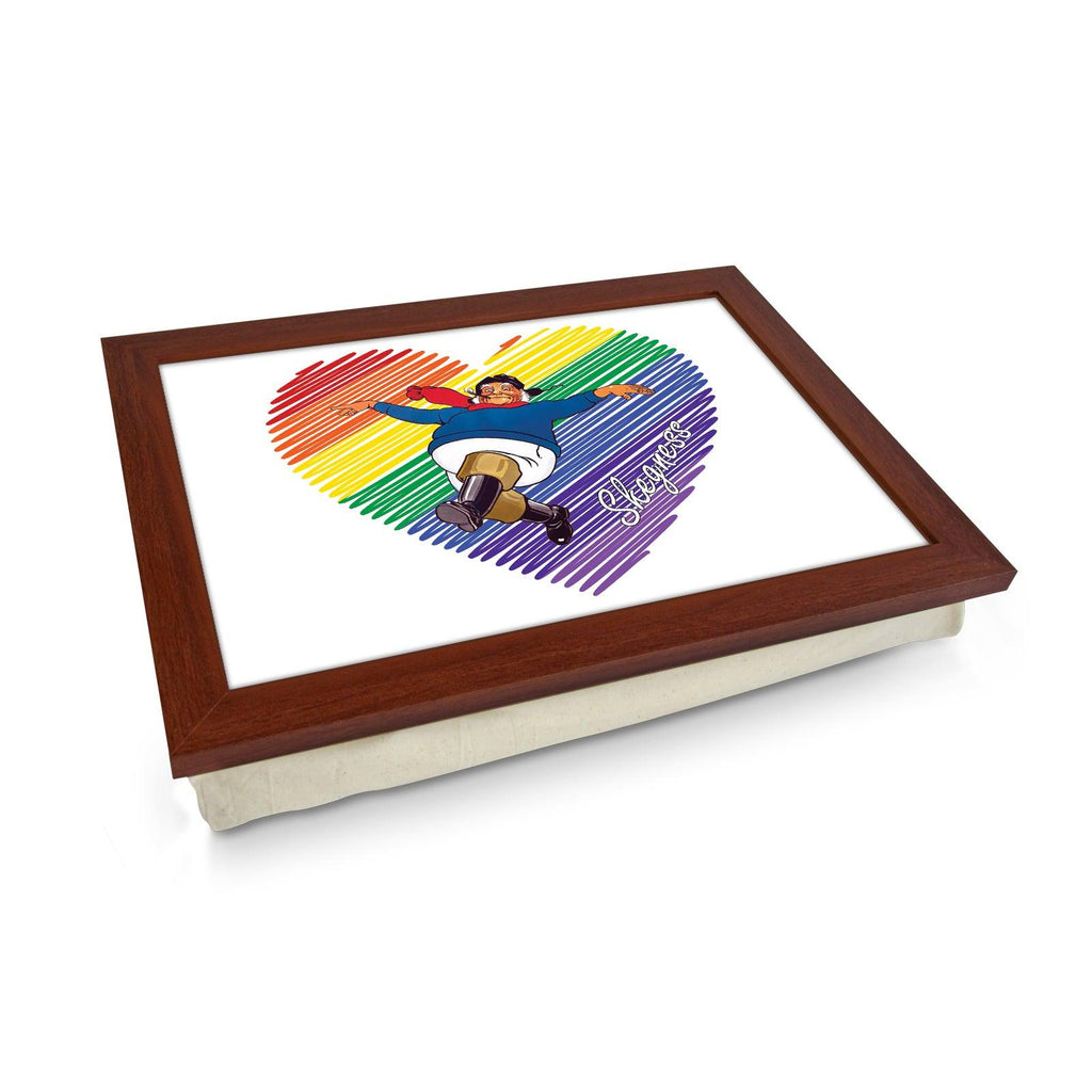 Rainbow Heart Jolly Fisherman Lap Tray - Skegness Design 1 - Cushioned Lap Trays by Yoosh