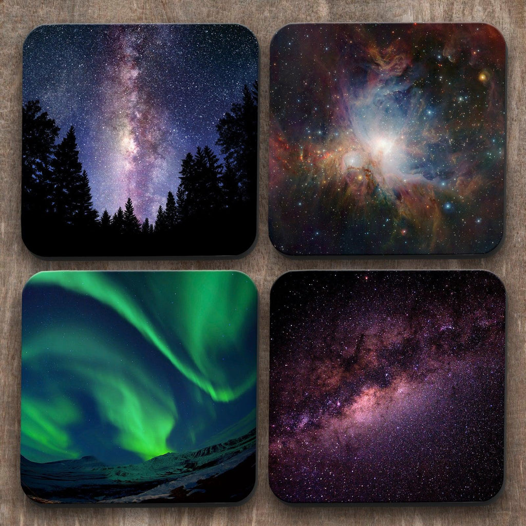 Sky at Night x 4 Coasters C0019 | Personalised Gift | Unique Gift | Coaster Cushioned Lap Trays by Yoosh