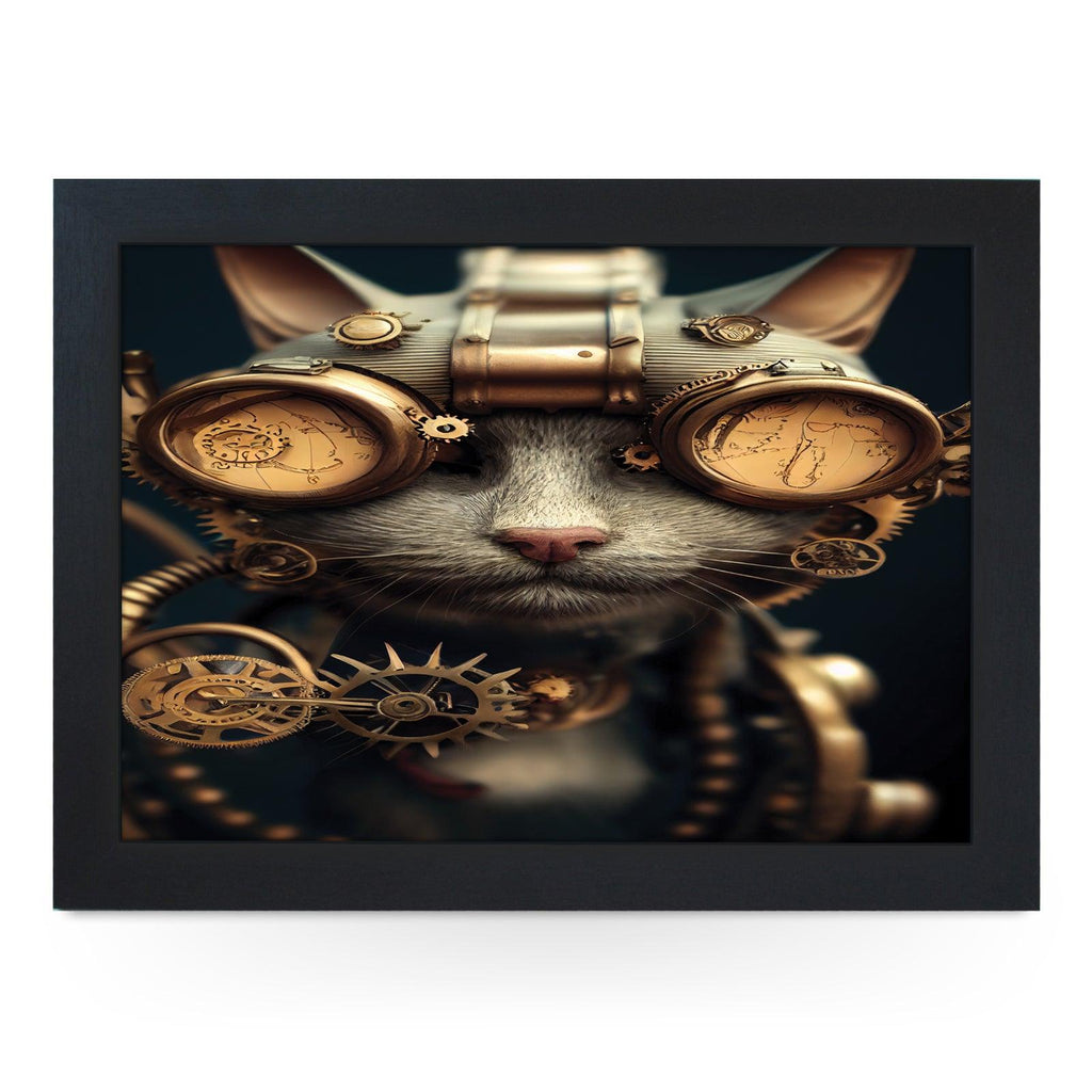 Steampunk Goggles Cat Lap Tray - L1033 - Cushioned Lap Trays by Yoosh