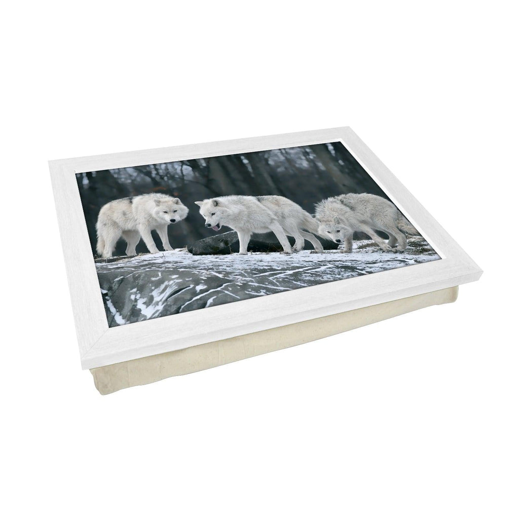 Three White Wolves Lap Tray - L0003 Personalised Lap Trays