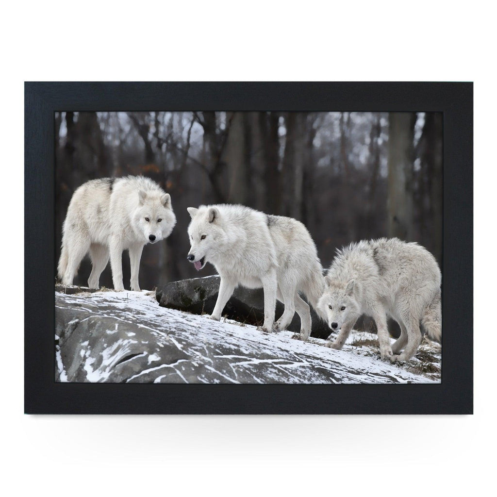 Three White Wolves Lap Tray - L0003 Personalised Lap Trays