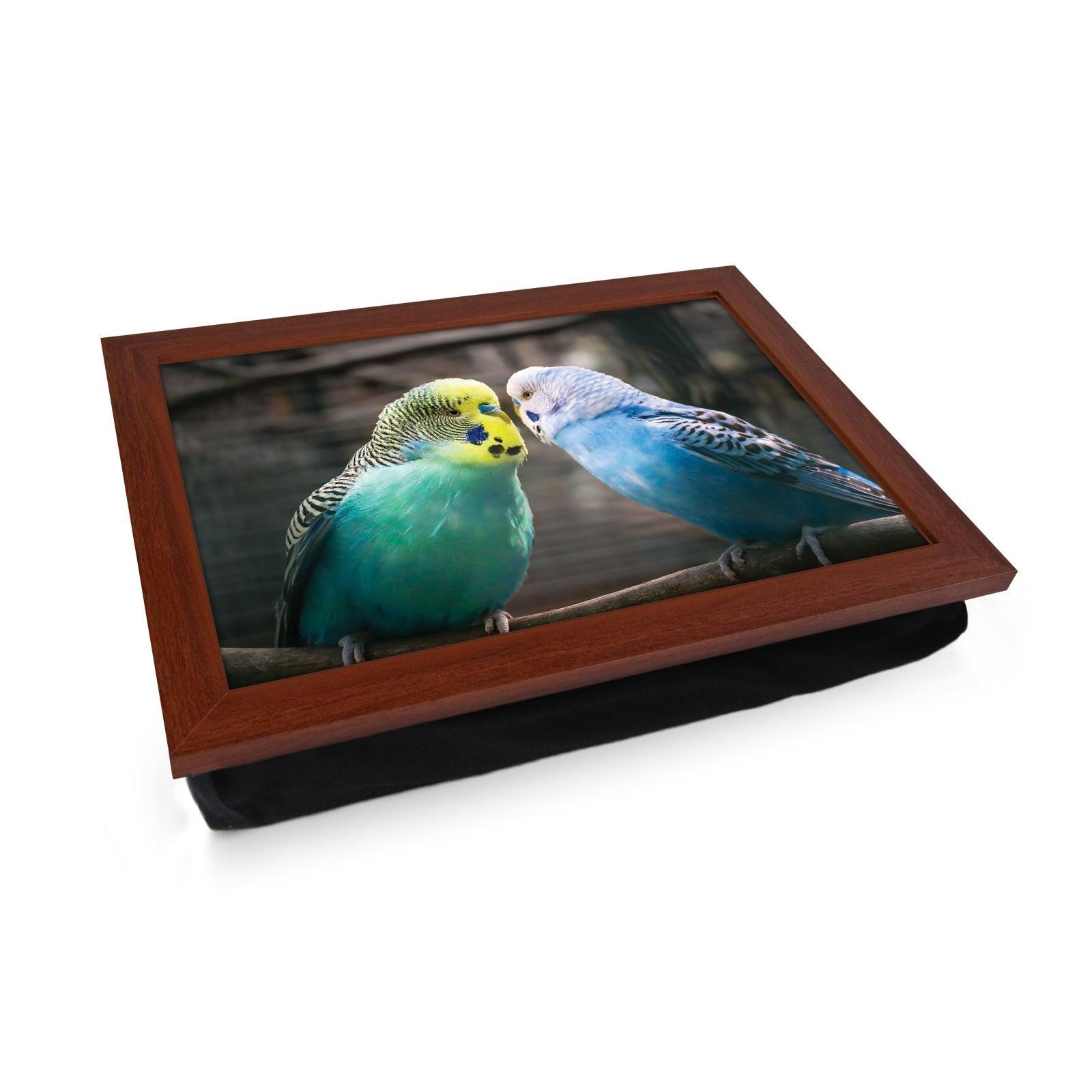 Vibrantly Colourful Budgies Lap Tray - L1188 - Cushioned Lap Trays by Yoosh