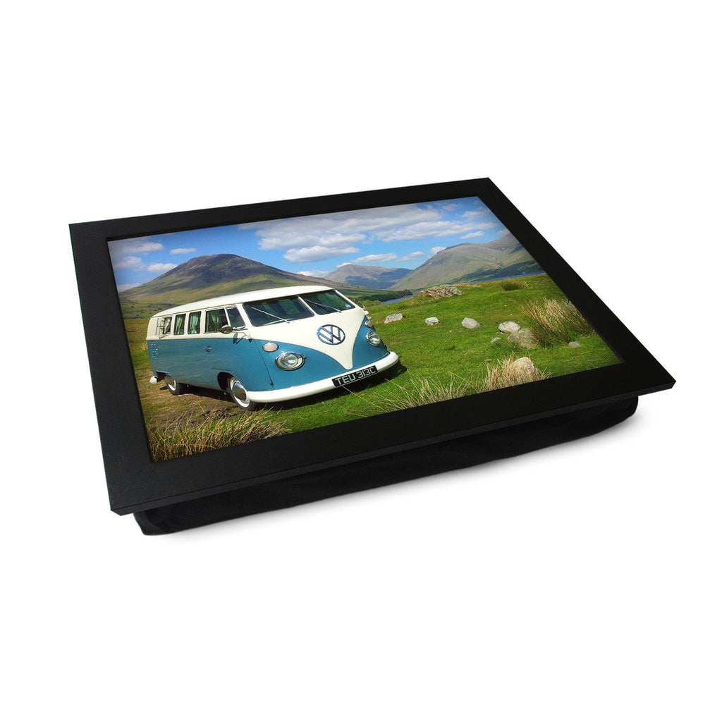 VW Camper in Blue on Hillside Lap Tray - L0166 Personalised Lap Trays