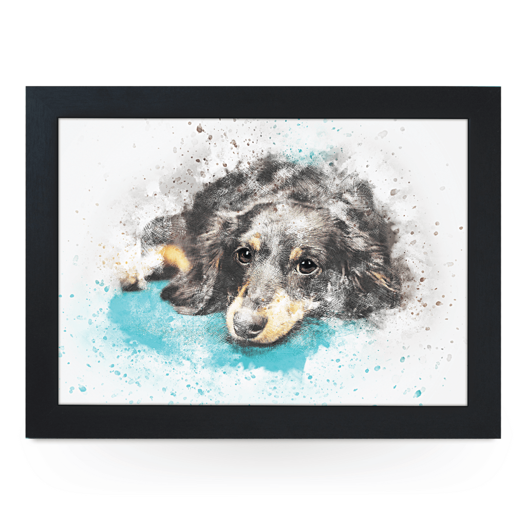 Water Coloured Dachshund Cross Lap Tray - L858 - Cushioned Lap Trays by Yoosh