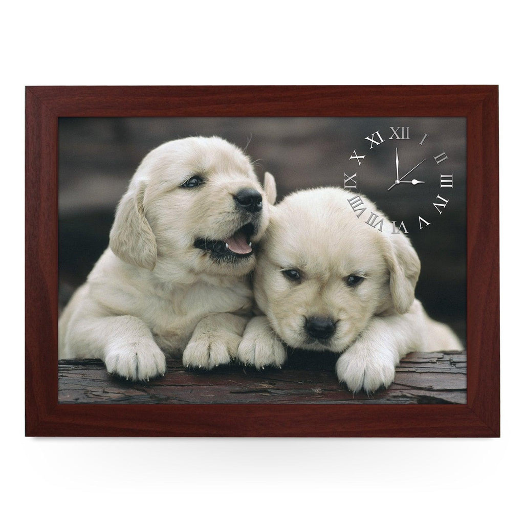Wooden Picture Frame Clock. CL002 Golden Retriever Puppies Yoosh
