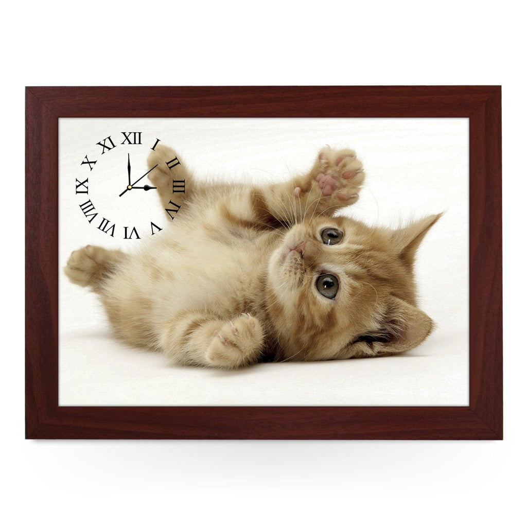 Wooden Picture Frame Clock. CL125 Playful Kitten Yoosh