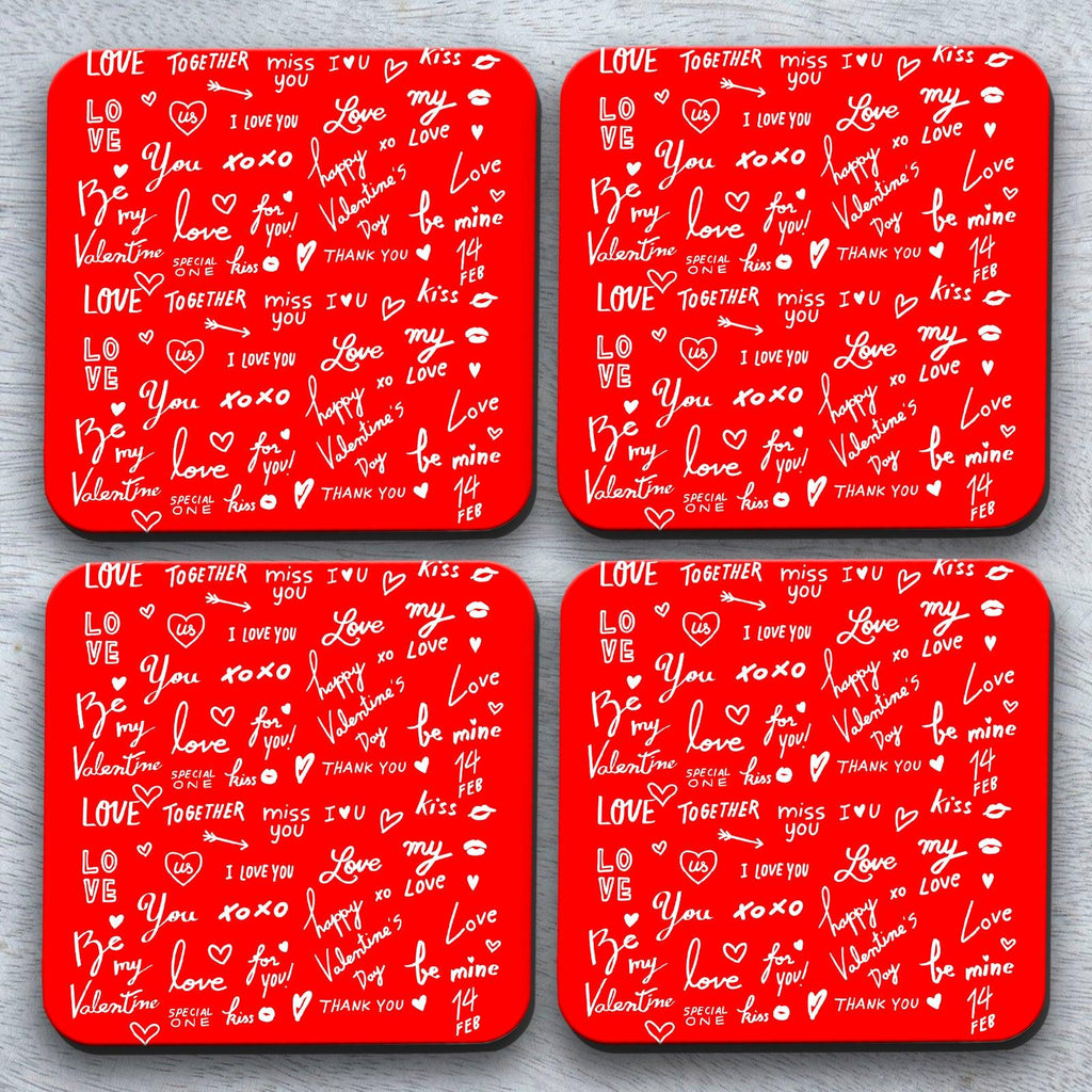 Words Of Love x4 Coaster set Cushioned Lap Trays by Yoosh