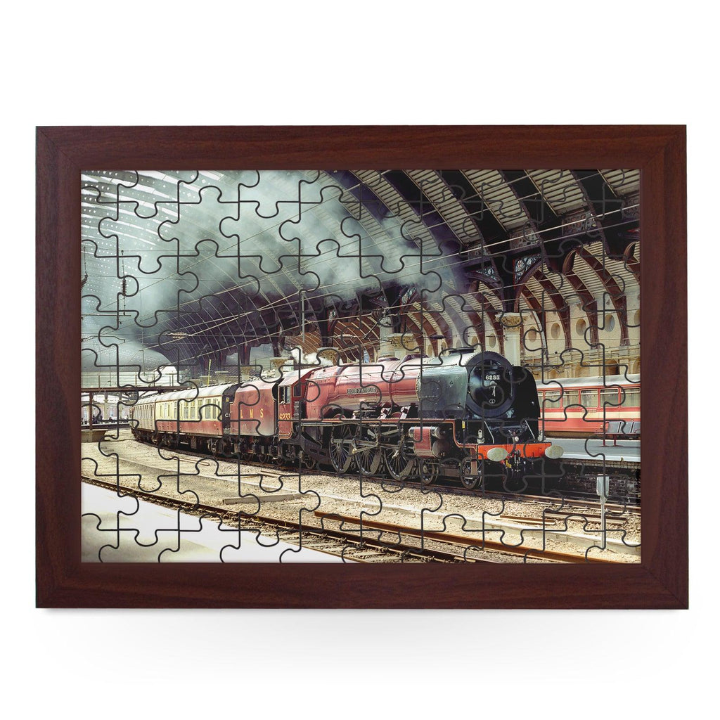 York Station Train Jigsaw Puzzle with Frame (180pcs) Cushioned Lap Trays by Yoosh