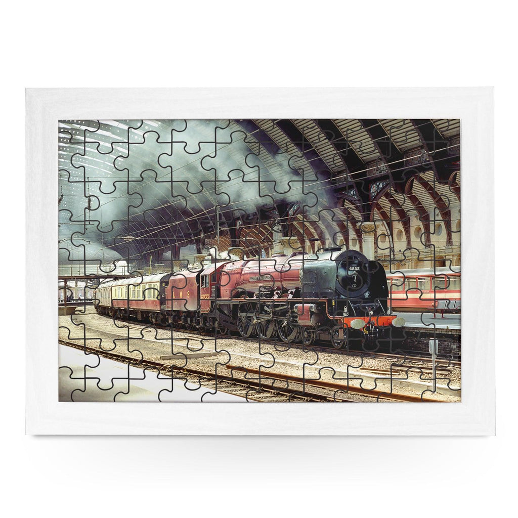 York Station Train Jigsaw Puzzle with Frame (180pcs) Cushioned Lap Trays by Yoosh