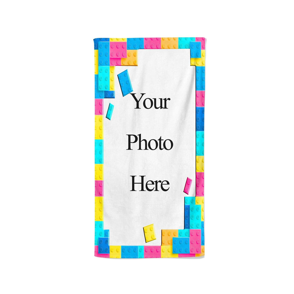 YOUR PHOTO In A Lego Brick Frame - Beach Towel Cushioned Lap Trays by Yoosh