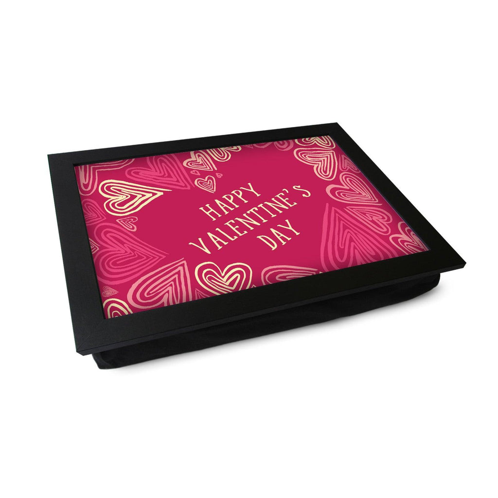 Happy Valentine's Day Drawn Hearts Lap Tray - L0457 Personalised Lap Trays