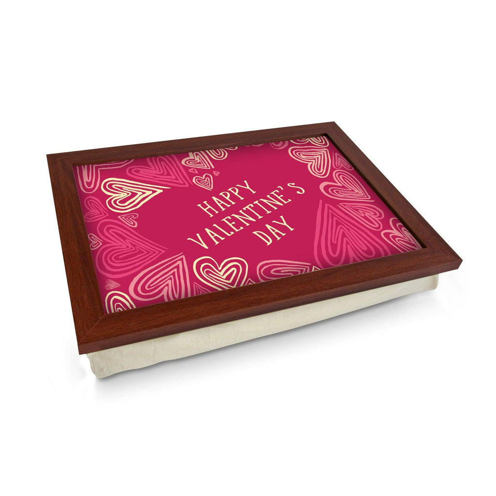 Happy Valentine's Day Drawn Hearts Lap Tray - L0457 Personalised Lap Trays