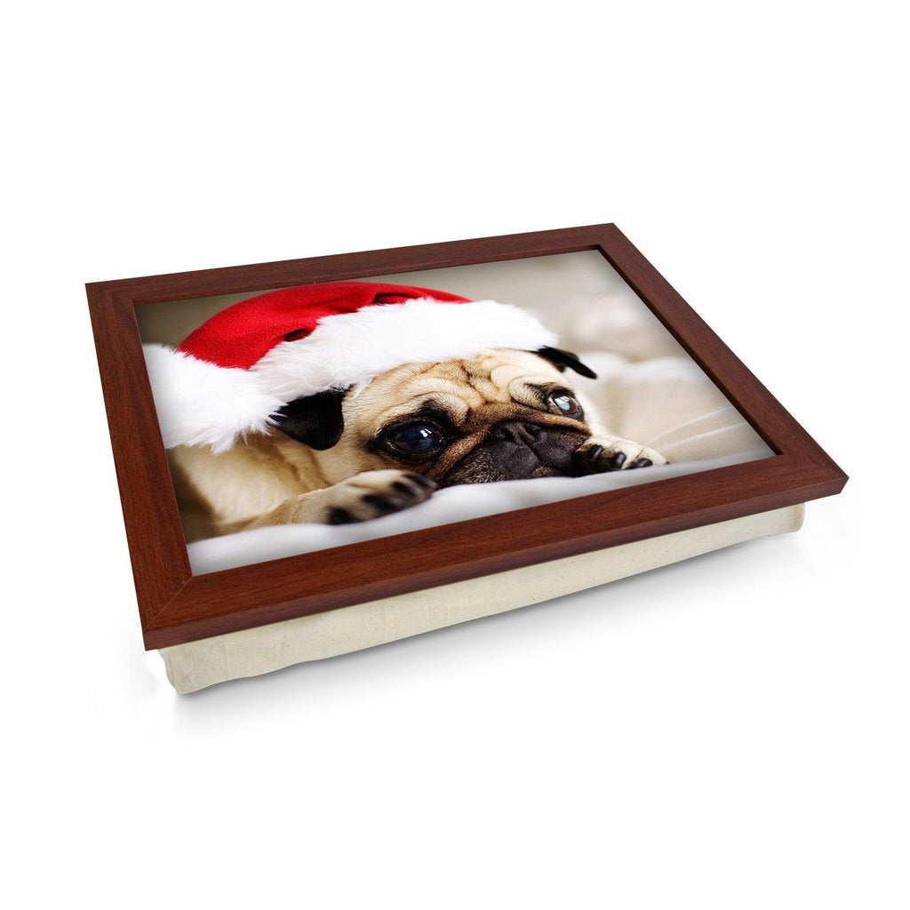 Pug Dog Wearing A Santa Hat Lap Tray - L0569 Personalised Lap Trays