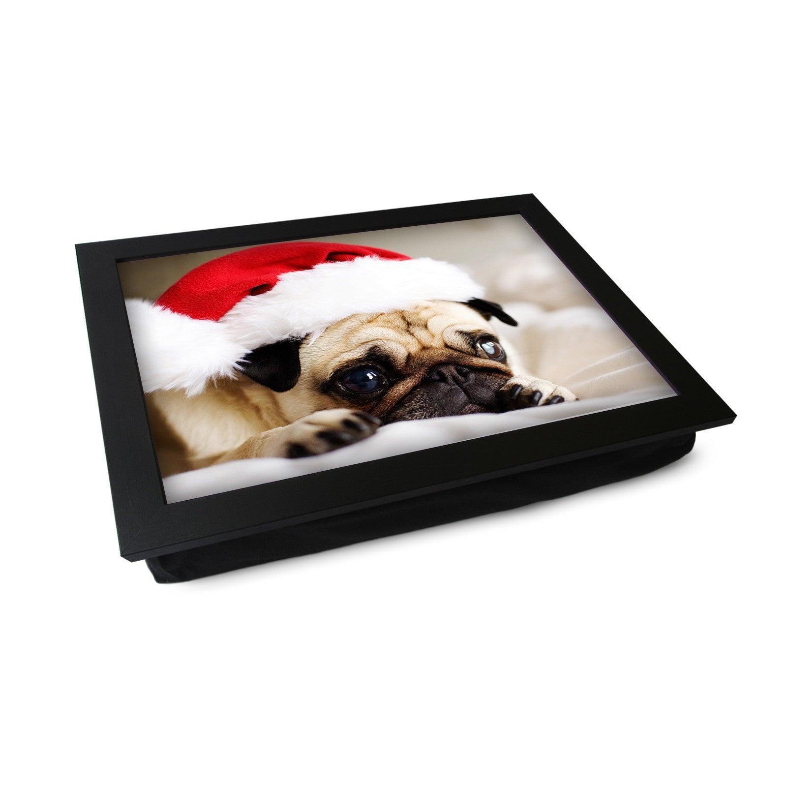 Pug Dog Wearing A Santa Hat Lap Tray - L0569 Personalised Lap Trays