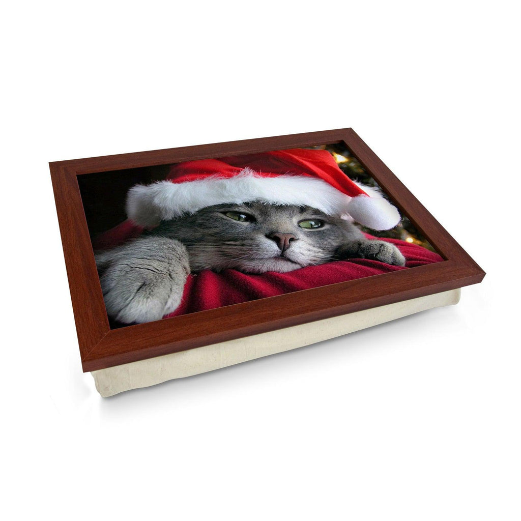 Cat Wearing A Santa Hat Lap Tray - L0570 Personalised Lap Trays